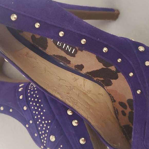 Gianni Bini Purple Gold Studed Heels Gold Brass Studs - Picture 6 of 7
